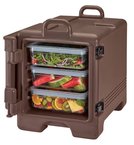 UPC300131 Dark Brown Front Loader Insulated Carrier w/ Food Pans