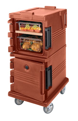 UPC600402 Brick Red Non-Electric Ultra Camcart w/ Top Door Open & Food