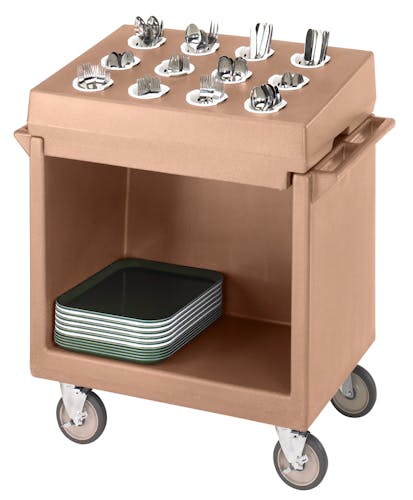 TDCR12157 Coffee Beige Tray & Dish Cart w Rack
