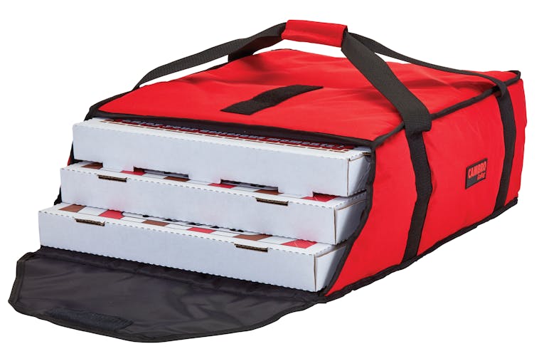 GBP318521 Red Pizza GoBag - 3 18" Pizza Box Capacity w/ Bag Open