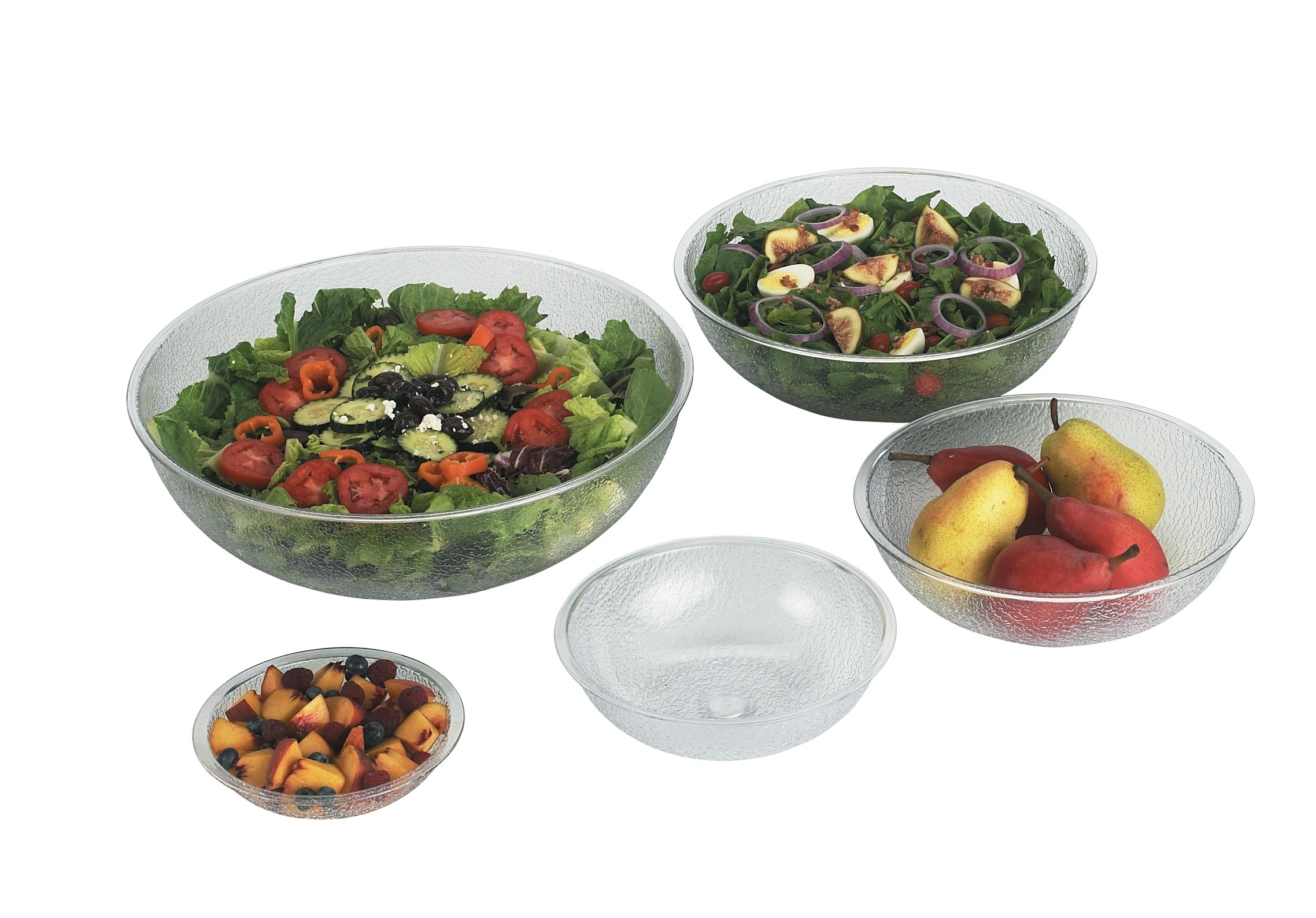 Cambro 40 7/10 qt Round Clear Plastic Pebbled Salad Bowl 23"Dia PSB23176 