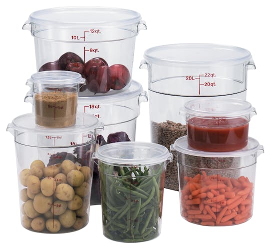 Cambro Camwear® 1 qt Round Clear Plastic Food Storage Container