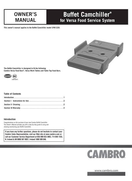 Buffet Camchiller User Manual