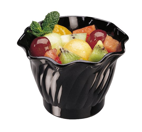 SRB5110 SAN Black 5 oz Swirl Bowl w/ Fruit