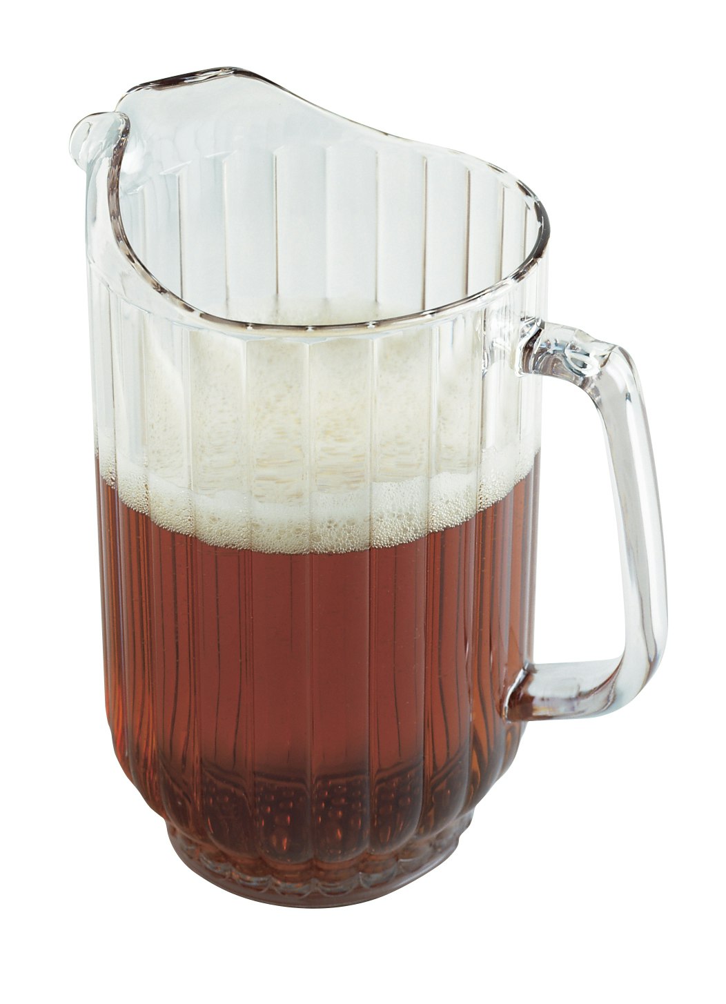 Choice 72 oz. Amber SAN Plastic Beverage Pitcher with 3 Spouts