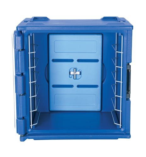 BK60406186 Navy Blue 6-Rail Insulated Bakery Container Open Front