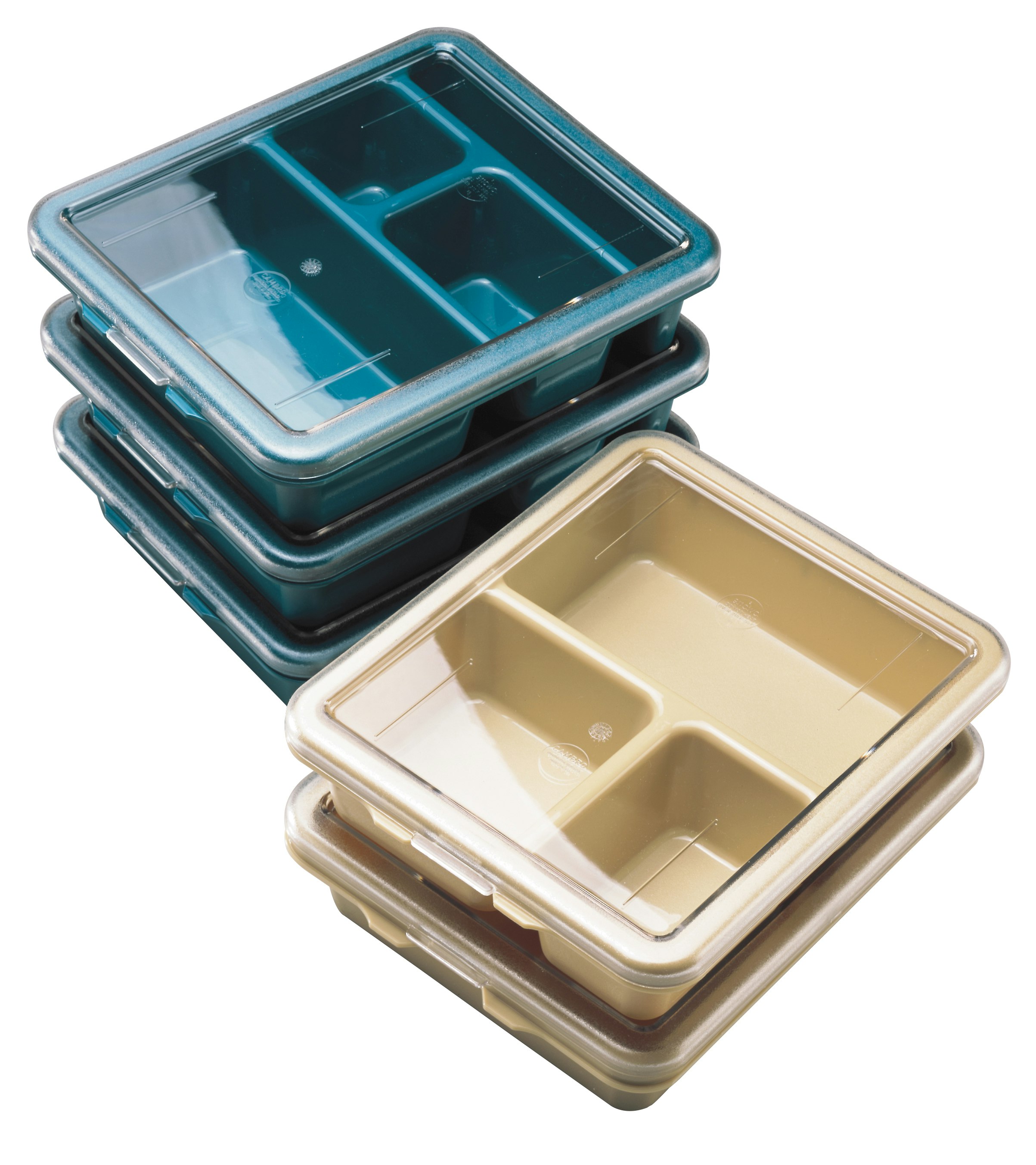 Cambro Camwear 5-Compartment Trays, 15W, Blue, Pack of 24 Trays