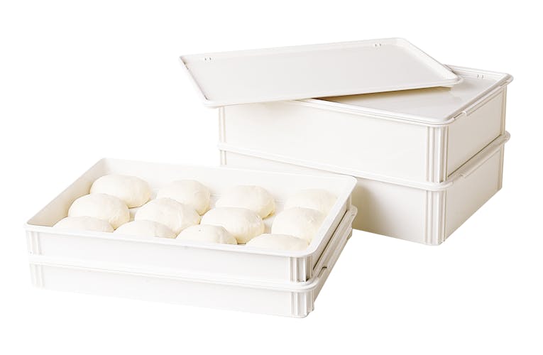 27 x 18 x 6 inch Proofing Boxes, 10 Rectangle Dough Boxes - Stackable, Dishwasher-Safe, White Plastic Pizza Dough Boxes, Durable, Lids Sold Separately