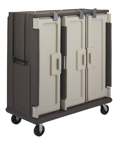 MDC1411T60194 Granite Sand 60-Tray Meal Delivery Cart - Left Facing
