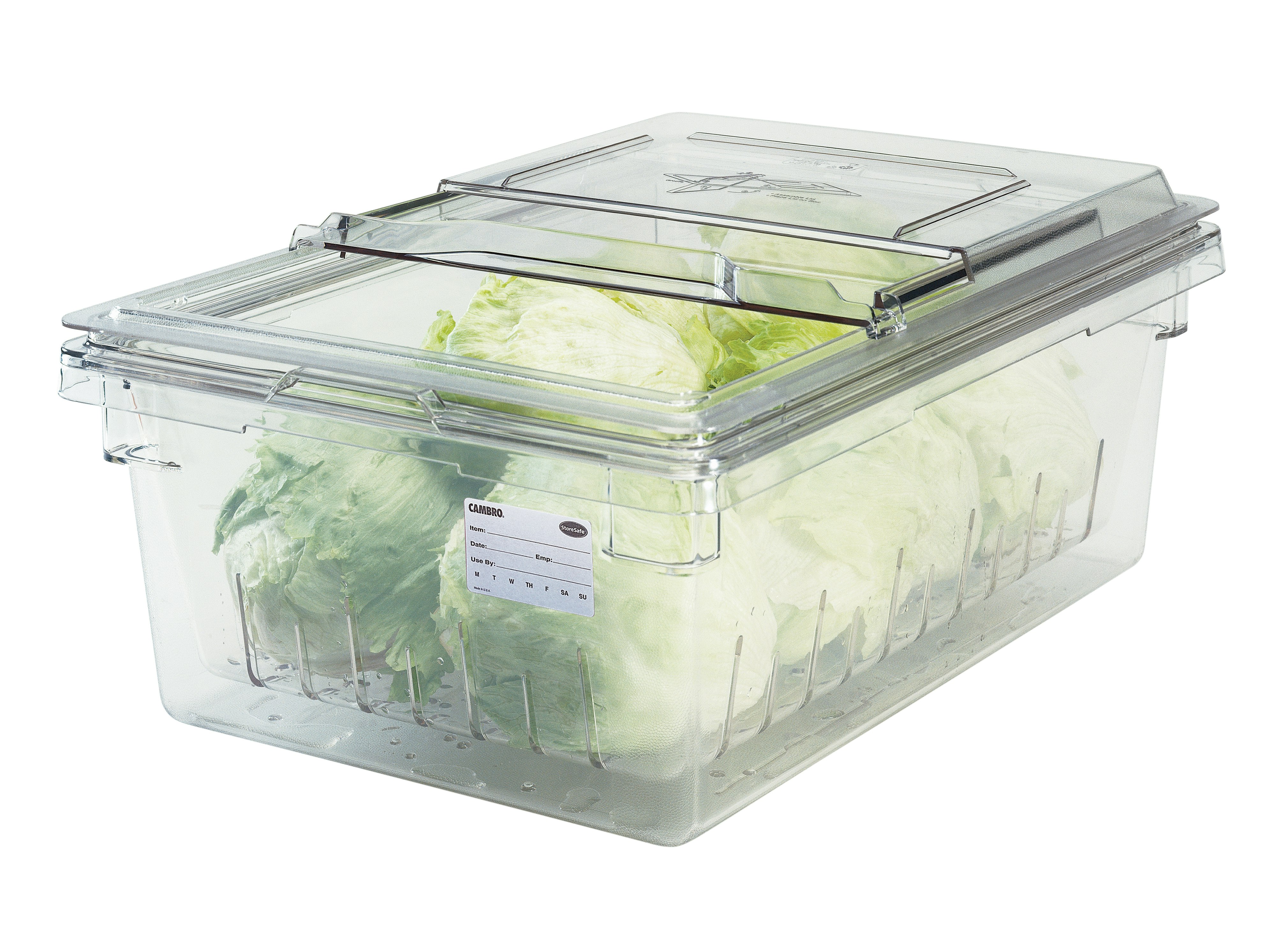 Cambro Camwear® 1 qt Round Clear Plastic Food Storage Container - 6  1/16Dia x 5D