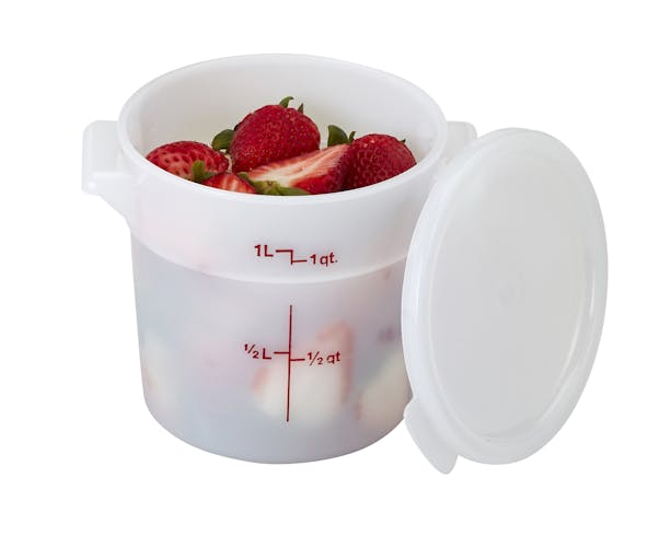 RFSC1148 White Poly Round Container Cover w Strawberries