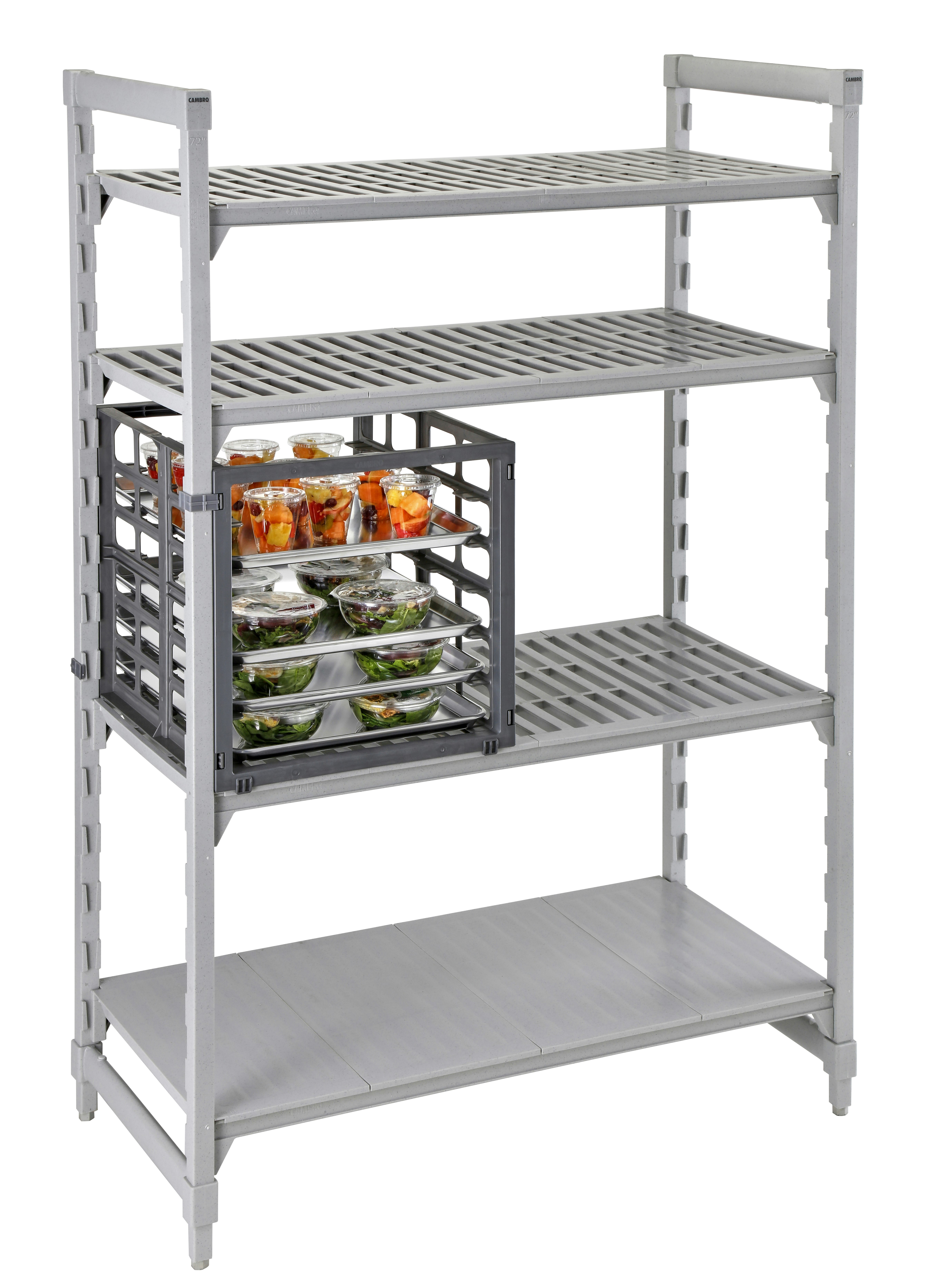 Cambro UPR1826U8580 Camshelving 8 Full-Size Pan Undercounter Ultimate Sheet  Pan Rack In Brushed Graphite With Metal Casters, Unassembled