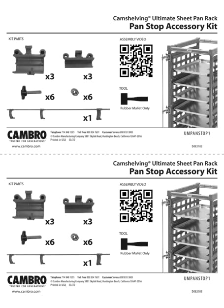 Manual - Camshelving Pan Stop Accessory for Ultimate Sheet Pan Rack