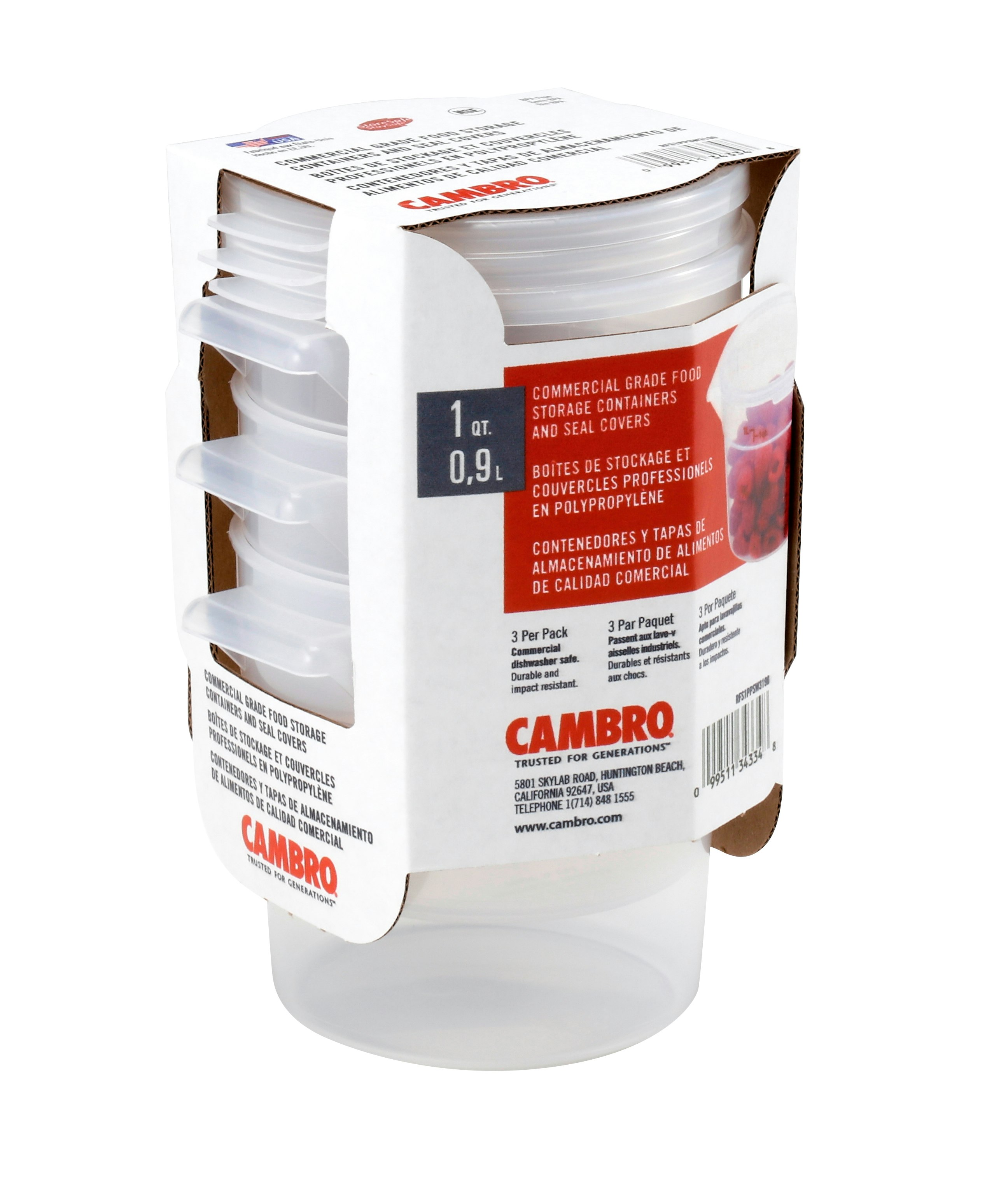 Cambro Square Food Storage Containers - 2 Quart, White - ULINE - Carton of 6 - S-25370