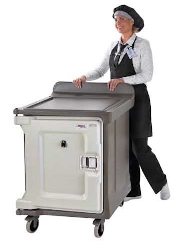 MDC1520S10HD194 Meal Delivery Cart 15X20 10 Trays, heavy duty casters-Granite Granite Sand