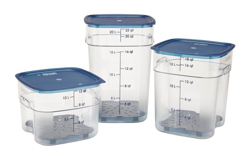 12 QT and 18 QT and 22 QT FreshPro CamSquares Group with Lid & Drain